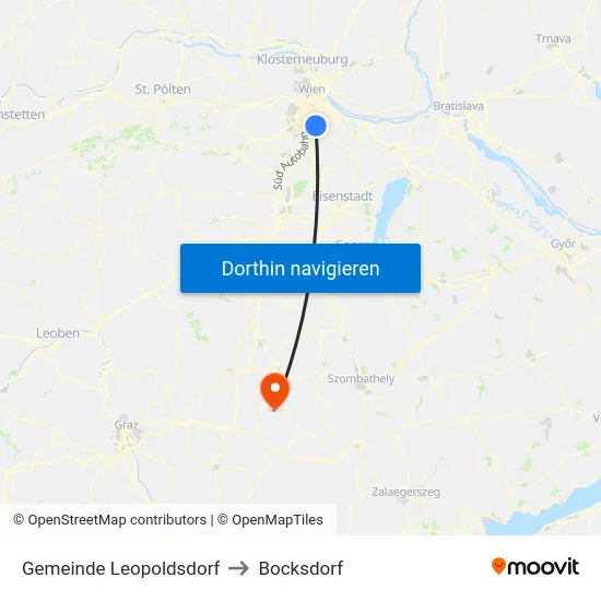 Gemeinde Leopoldsdorf to Bocksdorf map