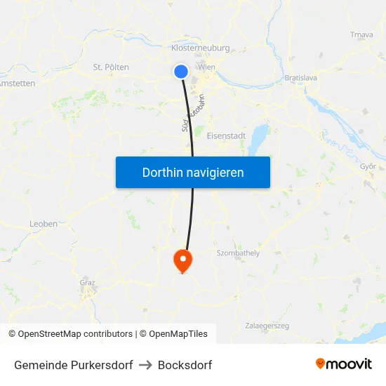 Gemeinde Purkersdorf to Bocksdorf map