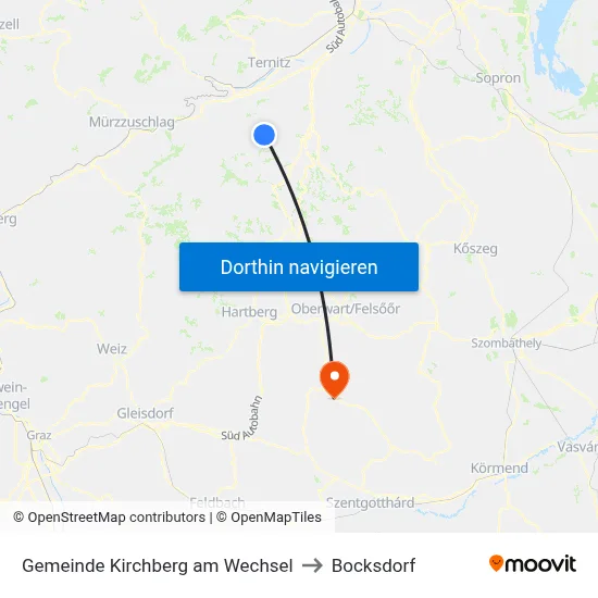 Gemeinde Kirchberg am Wechsel to Bocksdorf map
