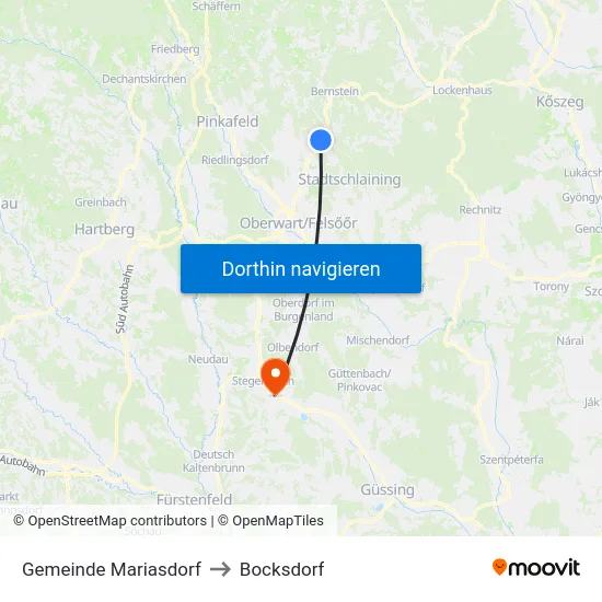 Gemeinde Mariasdorf to Bocksdorf map