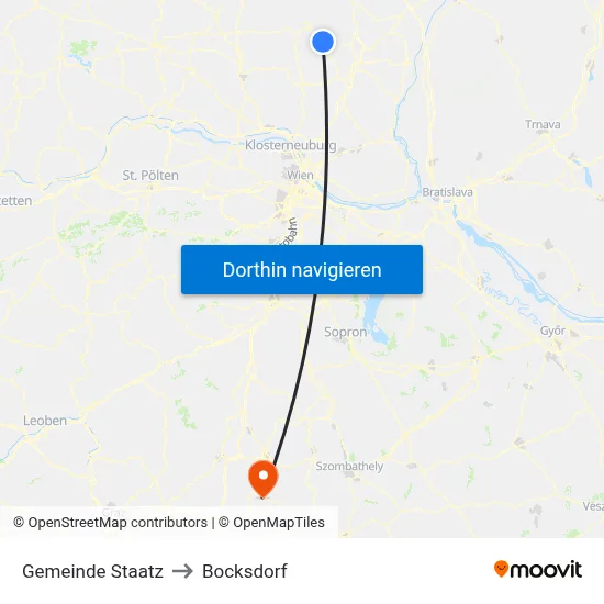 Gemeinde Staatz to Bocksdorf map