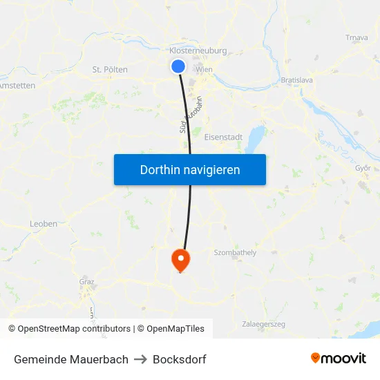 Gemeinde Mauerbach to Bocksdorf map