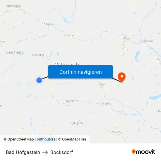 Bad Hofgastein to Bocksdorf map