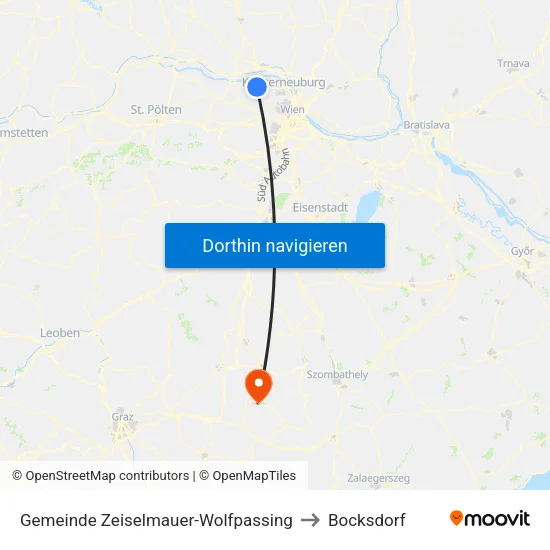 Gemeinde Zeiselmauer-Wolfpassing to Bocksdorf map