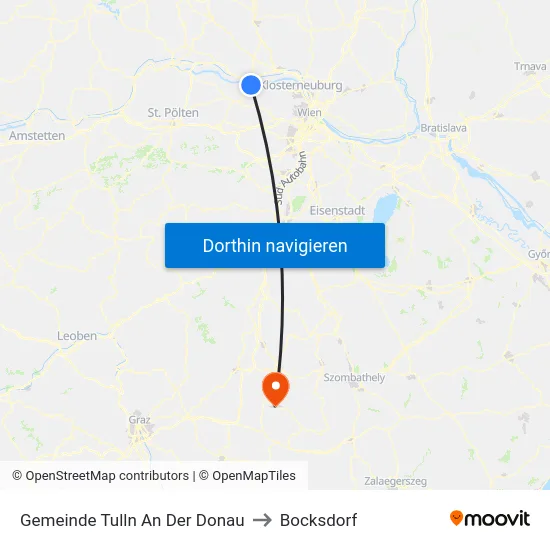 Gemeinde Tulln An Der Donau to Bocksdorf map