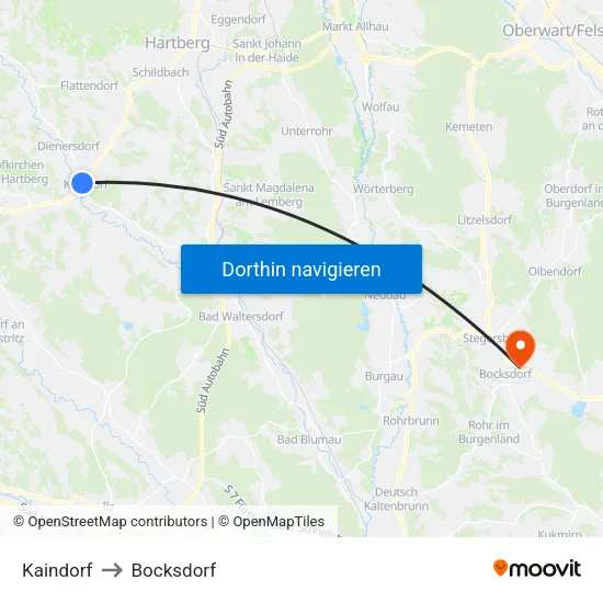 Kaindorf to Bocksdorf map