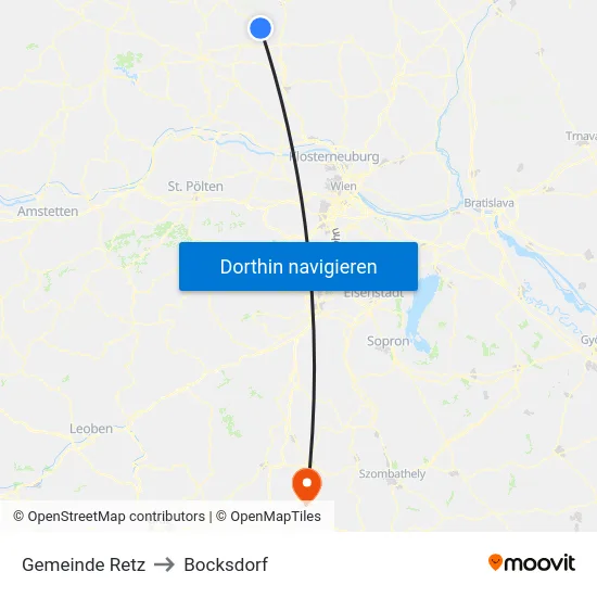 Gemeinde Retz to Bocksdorf map