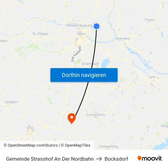 Gemeinde Strasshof An Der Nordbahn to Bocksdorf map