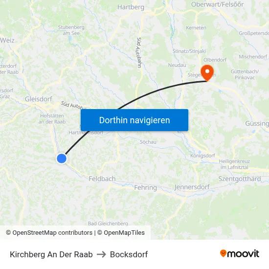 Kirchberg An Der Raab to Bocksdorf map