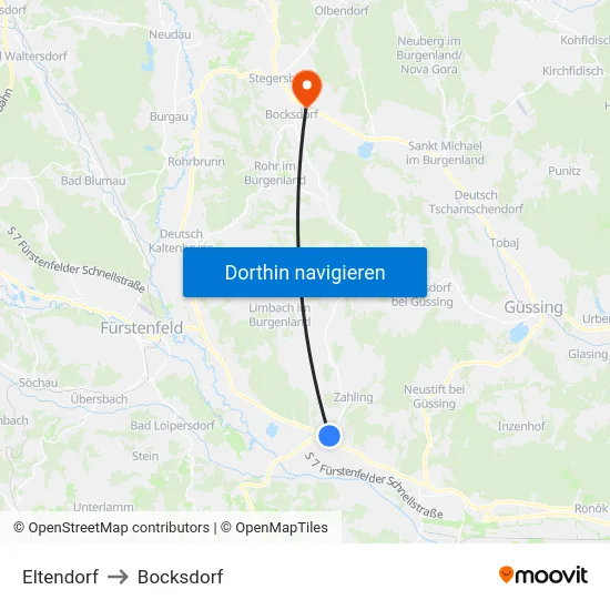 Eltendorf to Bocksdorf map