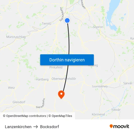 Lanzenkirchen to Bocksdorf map