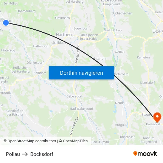 Pöllau to Bocksdorf map