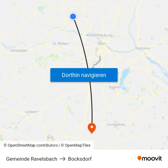Gemeinde Ravelsbach to Bocksdorf map