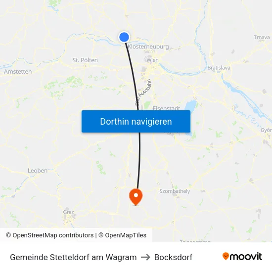 Gemeinde Stetteldorf am Wagram to Bocksdorf map