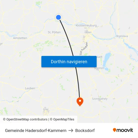 Gemeinde Hadersdorf-Kammern to Bocksdorf map