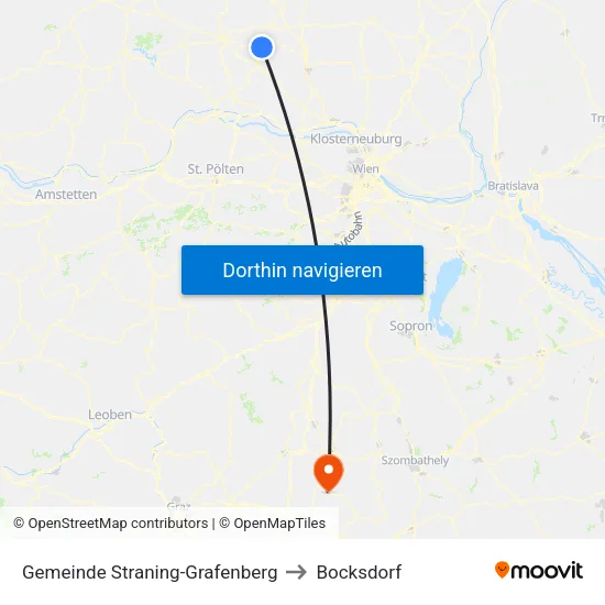 Gemeinde Straning-Grafenberg to Bocksdorf map