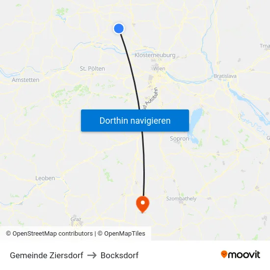 Gemeinde Ziersdorf to Bocksdorf map