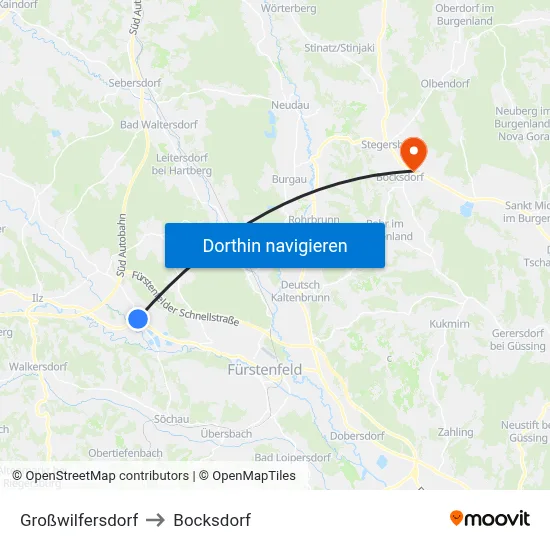 Großwilfersdorf to Bocksdorf map