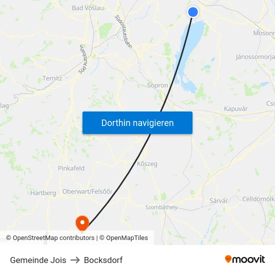 Gemeinde Jois to Bocksdorf map