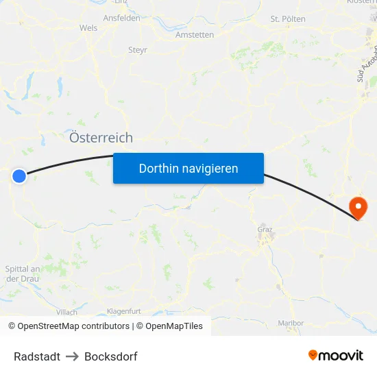 Radstadt to Bocksdorf map
