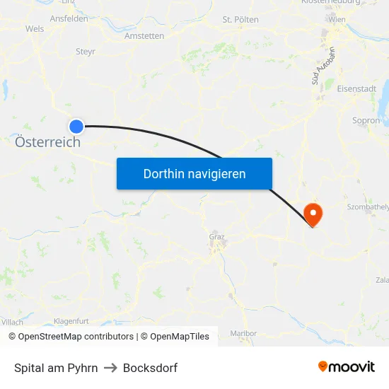 Spital am Pyhrn to Bocksdorf map