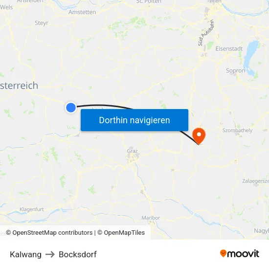 Kalwang to Bocksdorf map