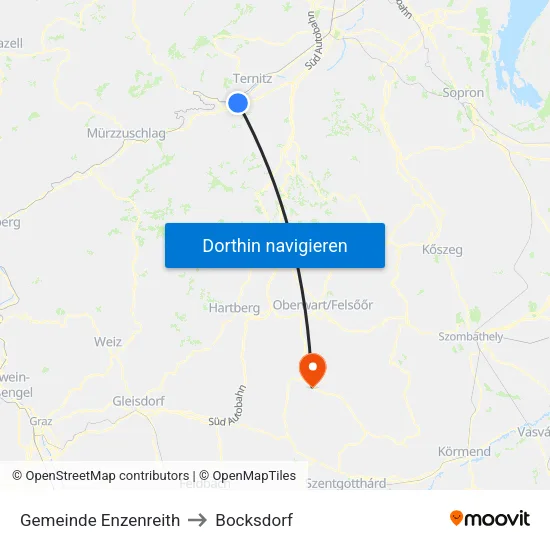 Gemeinde Enzenreith to Bocksdorf map