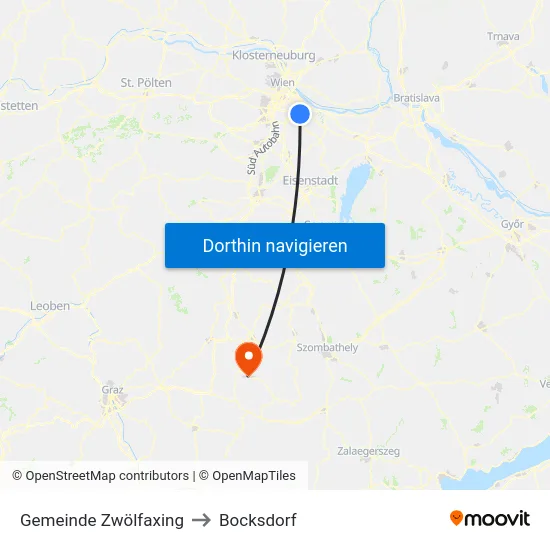 Gemeinde Zwölfaxing to Bocksdorf map