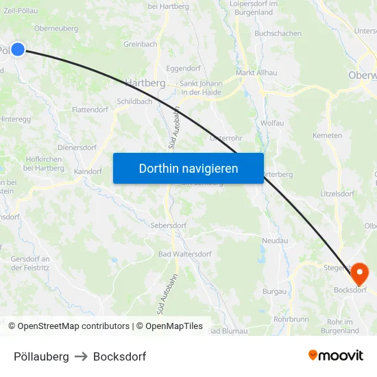 Pöllauberg to Bocksdorf map