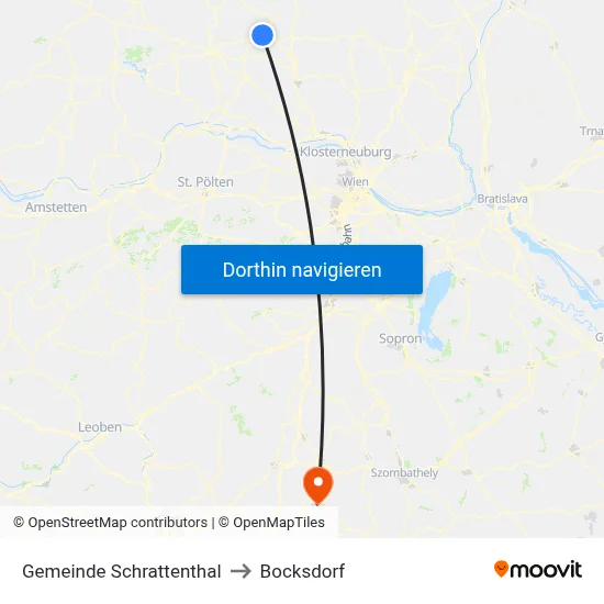 Gemeinde Schrattenthal to Bocksdorf map