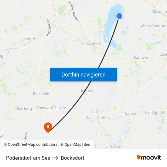 Podersdorf am See to Bocksdorf map