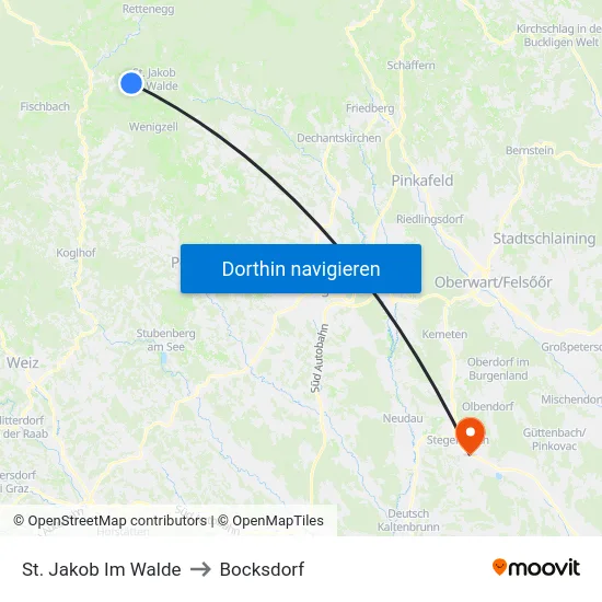 St. Jakob Im Walde to Bocksdorf map