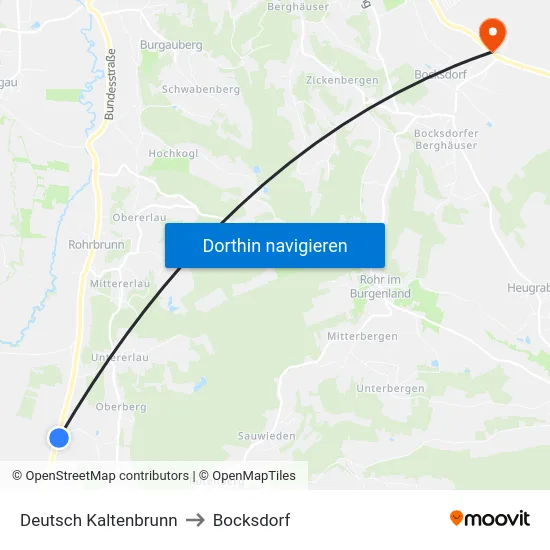 Deutsch Kaltenbrunn to Bocksdorf map