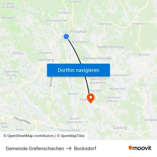 Gemeinde Grafenschachen to Bocksdorf map