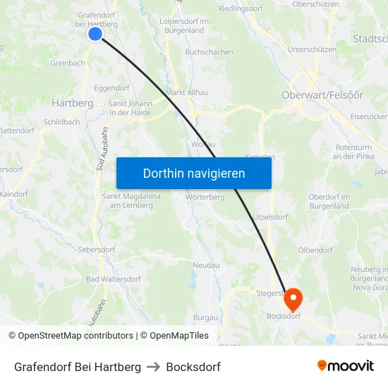 Grafendorf Bei Hartberg to Bocksdorf map
