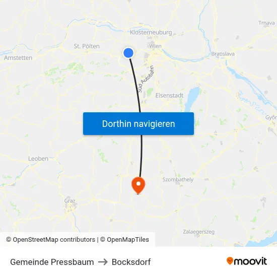 Gemeinde Pressbaum to Bocksdorf map
