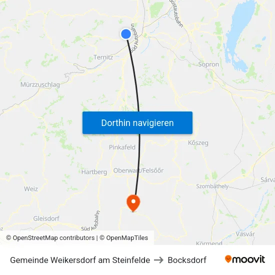 Gemeinde Weikersdorf am Steinfelde to Bocksdorf map