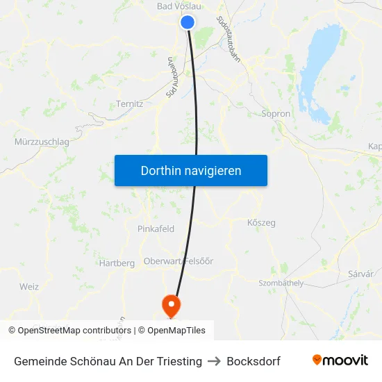 Gemeinde Schönau An Der Triesting to Bocksdorf map