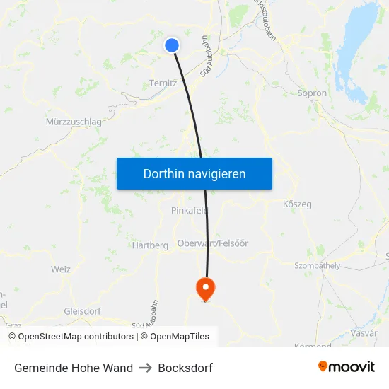 Gemeinde Hohe Wand to Bocksdorf map