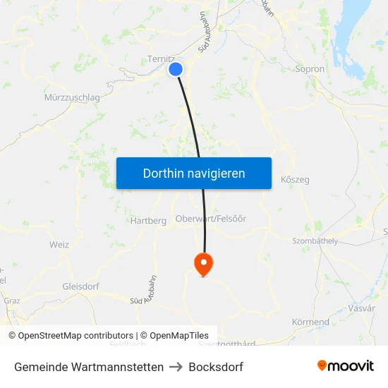 Gemeinde Wartmannstetten to Bocksdorf map