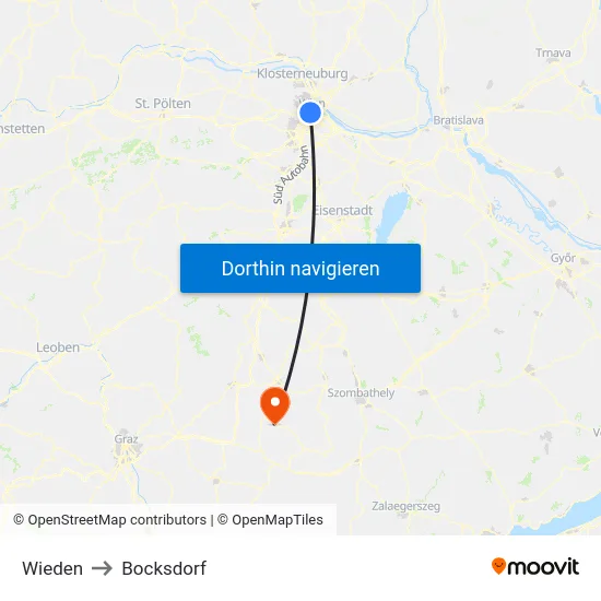 Wieden to Bocksdorf map