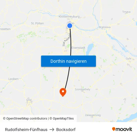 Rudolfsheim-Fünfhaus to Bocksdorf map