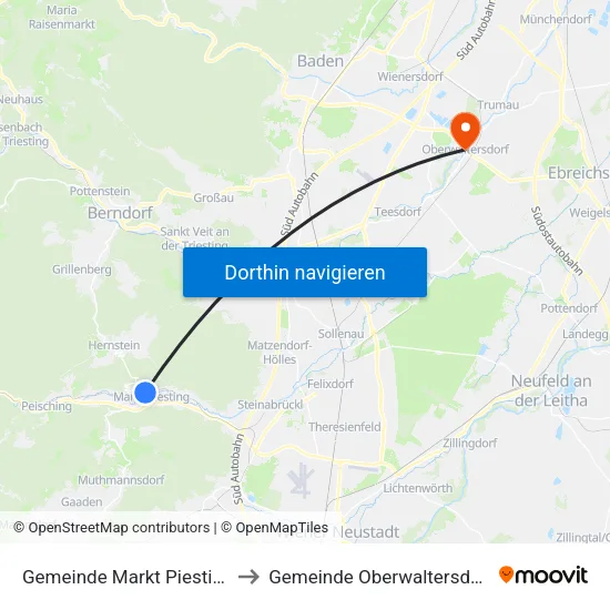 Gemeinde Markt Piesting to Gemeinde Oberwaltersdorf map