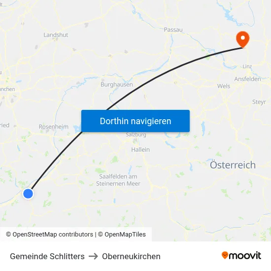 Gemeinde Schlitters to Oberneukirchen map
