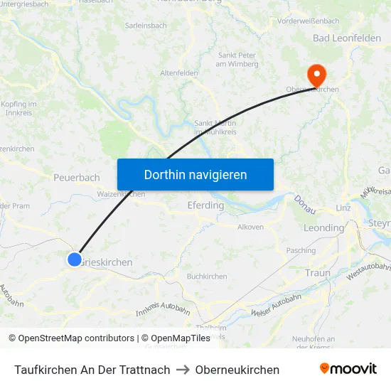 Taufkirchen An Der Trattnach to Oberneukirchen map