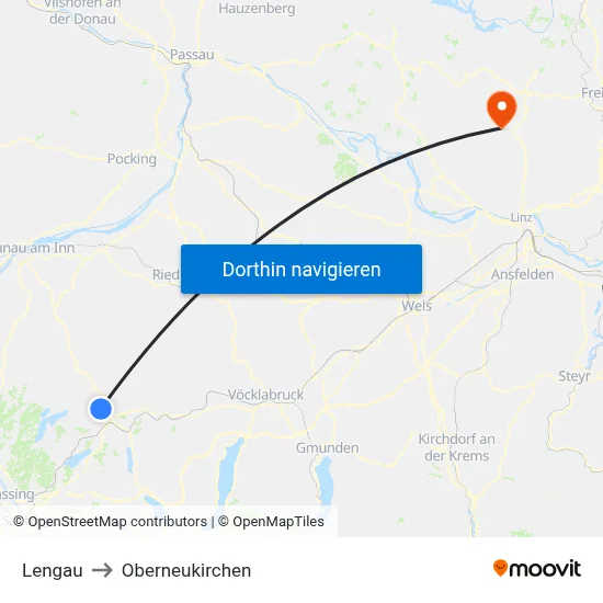 Lengau to Oberneukirchen map