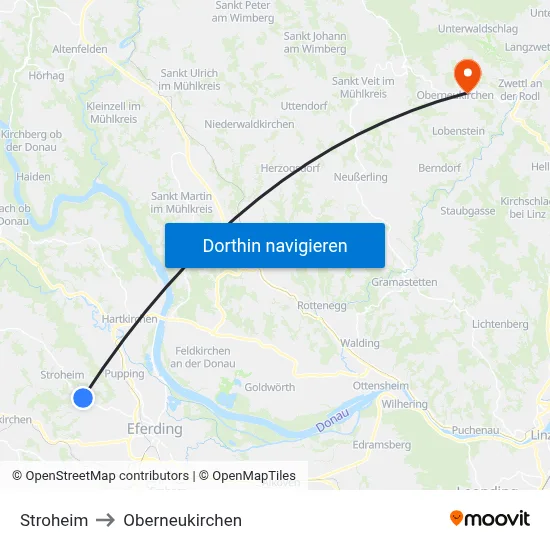 Stroheim to Oberneukirchen map