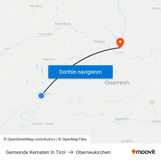 Gemeinde Kematen In Tirol to Oberneukirchen map