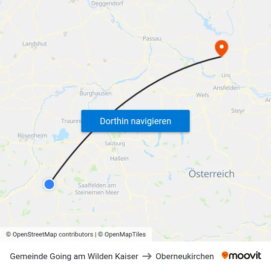 Gemeinde Going am Wilden Kaiser to Oberneukirchen map