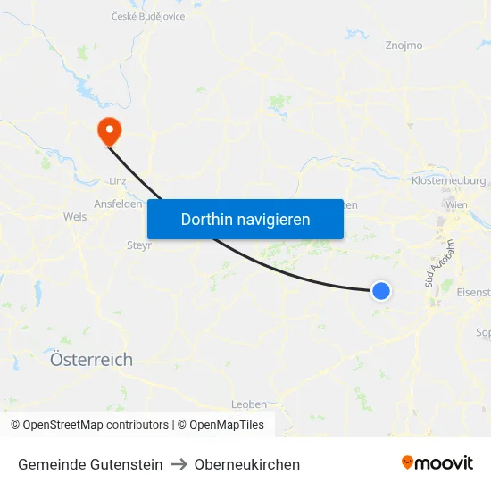 Gemeinde Gutenstein to Oberneukirchen map